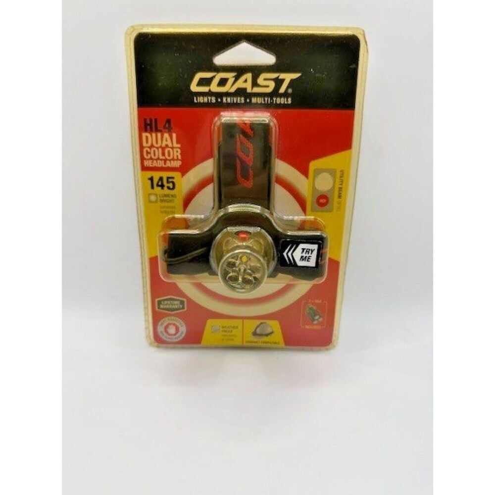 Coast HL4 Dual Color LED Headlamp 145 Lumens Red White Light Weatherproof New